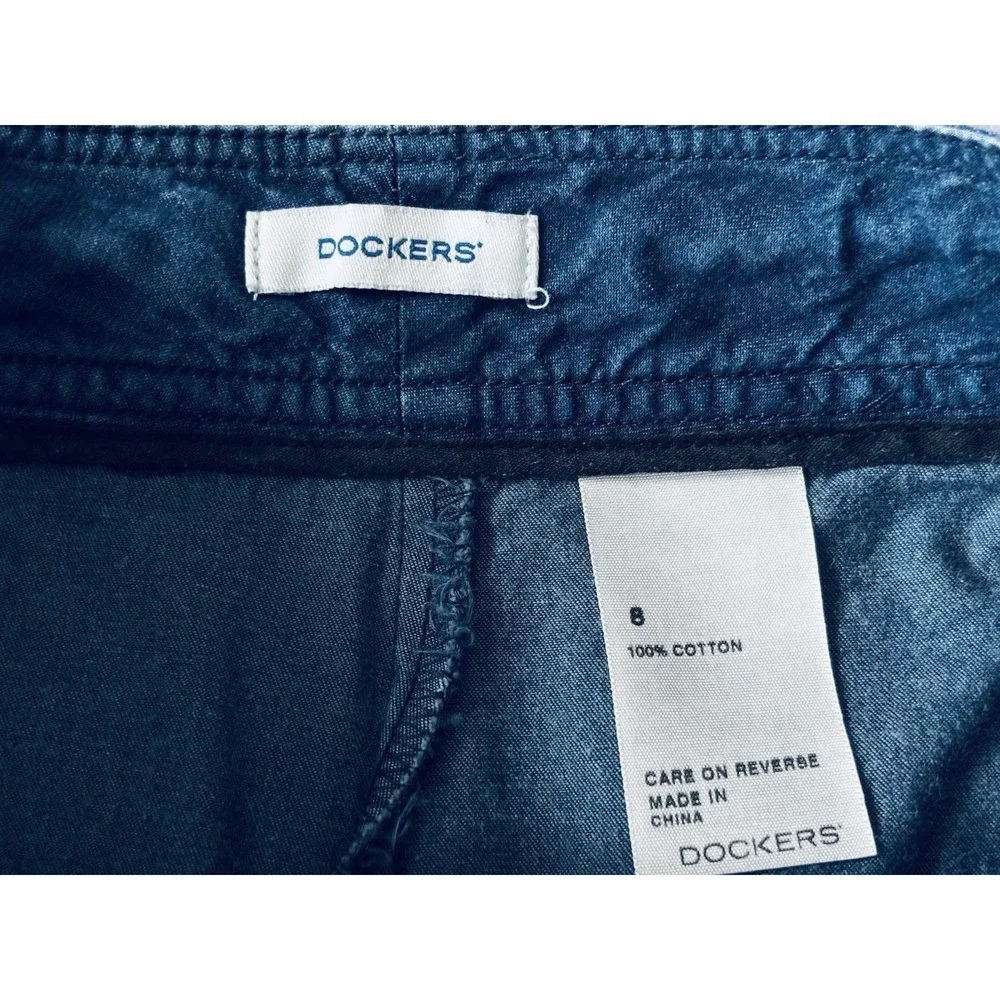 Dockers Dark Blue‎ Denim Jeans Skirt Skort Shorts Pockets Womens Size 8